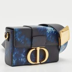 Pre Owned Dior Blue/Black Leather Tie Dye 30 Montaigne Box Bag