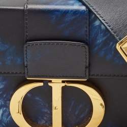 Pre Owned Dior Blue/Black Leather Tie Dye 30 Montaigne Box Bag