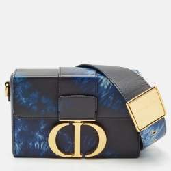 Pre Owned Dior Blue/Black Leather Tie Dye 30 Montaigne Box Bag