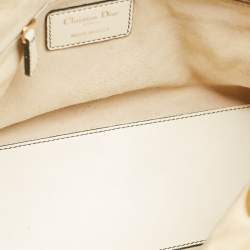 Pre Owned Dior White Cannage Leather Medium Studded Lady Dior Tote