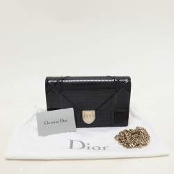 Pre Owned Dior Blue Leather Diorama Wallet on Chain