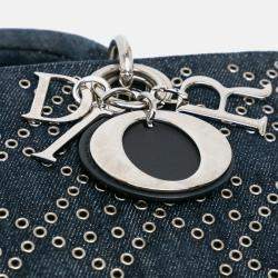 Dior Navy Blue Medium Denim Cannage Eyelet Lady D Joy