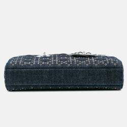 Dior Navy Blue Medium Denim Cannage Eyelet Lady D Joy