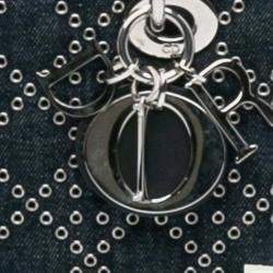 Dior Navy Blue Medium Denim Cannage Eyelet Lady D Joy