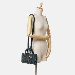 Dior Navy Blue Medium Denim Cannage Eyelet Lady D Joy
