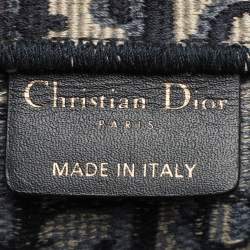 Pre Owned Dior Navy Blue Oblique Embroidered Canvas Large Book Tote