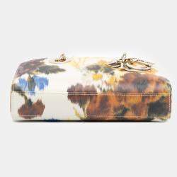 Dior White Small Leather Floral Print Lady D Joy