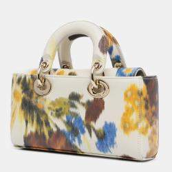 Dior White Small Leather Floral Print Lady D Joy