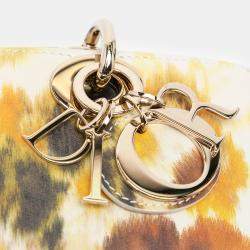 Dior White Small Leather Floral Print Lady D Joy