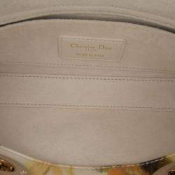 Dior White Small Leather Floral Print Lady D Joy
