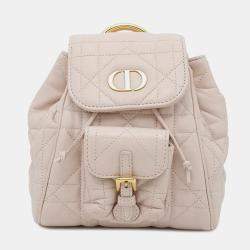 Dior Pink Macrocannage Lambskin Small Dior Caro Backpack 