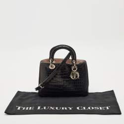 Dior Black Crocodile Mini Diorissimo Tote