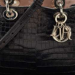 Dior Black Crocodile Mini Diorissimo Tote