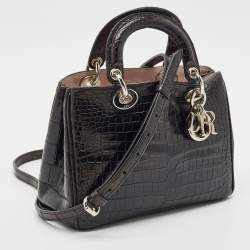 Dior Black Crocodile Mini Diorissimo Tote
