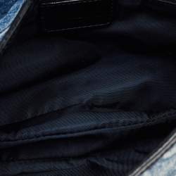 Pre Owned Dior Blue/Black Speedway Denim Double Saddle Bag