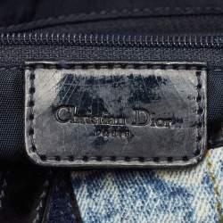 Pre Owned Dior Blue/Black Speedway Denim Double Saddle Bag