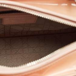 Dior Peach Cannage Patent Leather Medium Lady Dior Tote