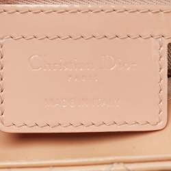 Dior Peach Cannage Patent Leather Medium Lady Dior Tote
