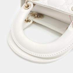 Pre Owned Dior White Leather Lady Mini Bag