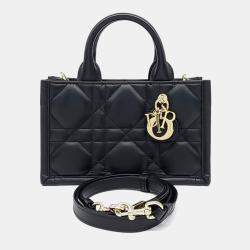 Dior Black Leather Book Tote Mini Strap Bag