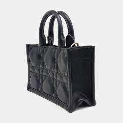 Dior Black Leather Book Tote Mini Strap Bag