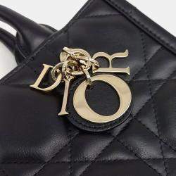 Dior Black Leather Book Tote Mini Strap Bag