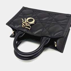 Dior Black Leather Book Tote Mini Strap Bag