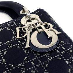 Dior Black Leather and Satin  Lady Mini Bag