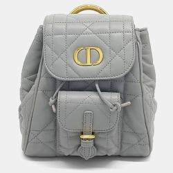 Dior Grey Leather Caro Backpack