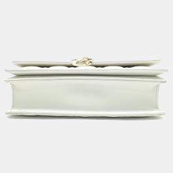 Dior White Leather Miss Dior Top Handle Clutch and Crossbody Bag