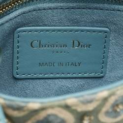 Dior Blue/White Fabric Mini Crystal Studded Lady Dior Tote