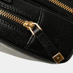Dior Black Grained Calfskin Caro Double Pouch