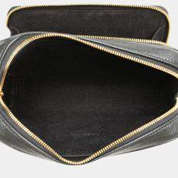 Dior Black Grained Calfskin Caro Double Pouch
