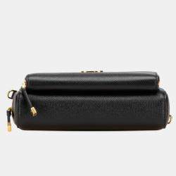 Dior Black Grained Calfskin Caro Double Pouch