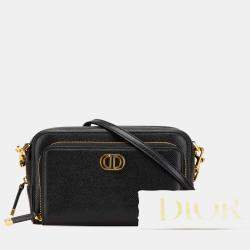 Dior Black Grained Calfskin Caro Double Pouch