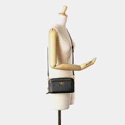 Dior Black Grained Calfskin Caro Double Pouch