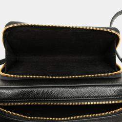 Dior Black Grained Calfskin Caro Double Pouch
