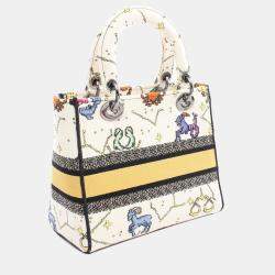 Dior White Medium Embroidered Canvas Pixel Zodiac Lady D Lite