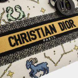 Dior White Medium Embroidered Canvas Pixel Zodiac Lady D Lite