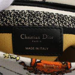 Dior White Medium Embroidered Canvas Pixel Zodiac Lady D Lite