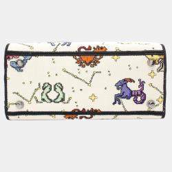 Dior White Medium Embroidered Canvas Pixel Zodiac Lady D Lite
