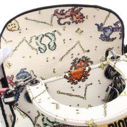 Dior White Medium Embroidered Canvas Pixel Zodiac Lady D Lite