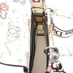 Dior White Medium Embroidered Canvas Pixel Zodiac Lady D Lite