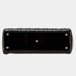 Pre Owned Dior Black Large Patent Cannage Lady Dior