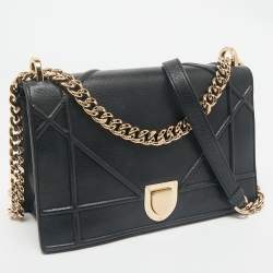 Pre Owned Dior Black Leather Medium Diorama Flap Bag