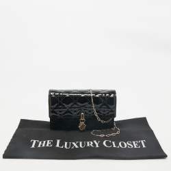 Dior Black Cannage Patent Leather My Dior Daily Chain Pouch
