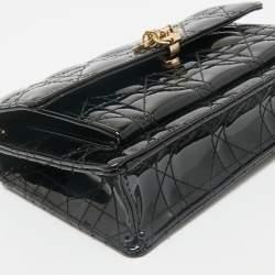 Dior Black Cannage Patent Leather My Dior Daily Chain Pouch