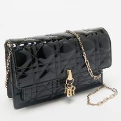 Dior Black Cannage Patent Leather My Dior Daily Chain Pouch