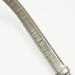 Pre Owned Dior Silver Microcannage Patent Leather Medium Diorama Shoulder Bag