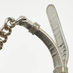 Pre Owned Dior Silver Microcannage Patent Leather Medium Diorama Shoulder Bag